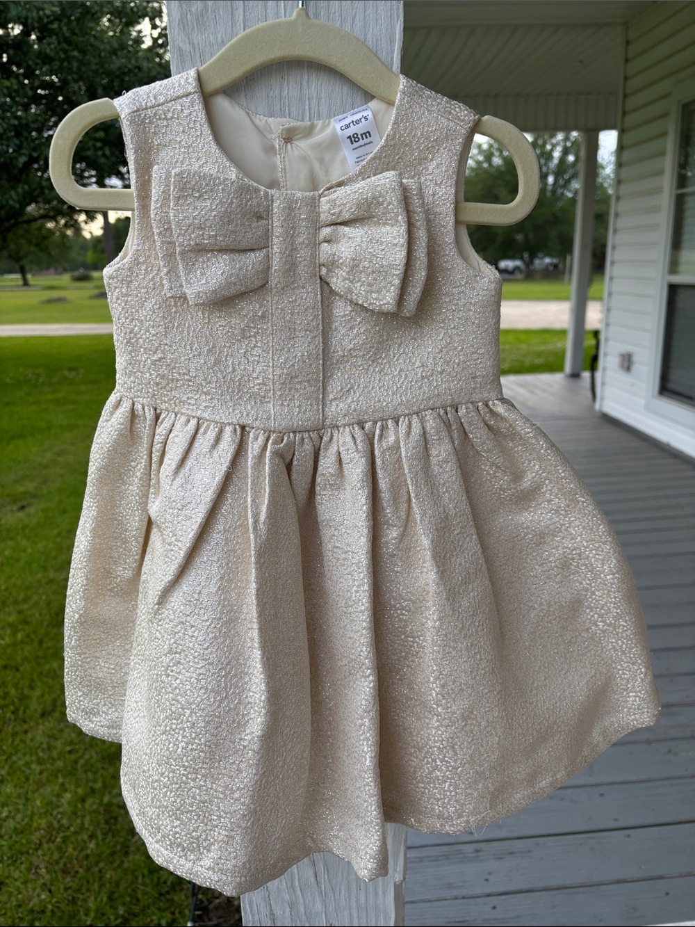 Carter's Cream Textured Bow-Front Party Dress